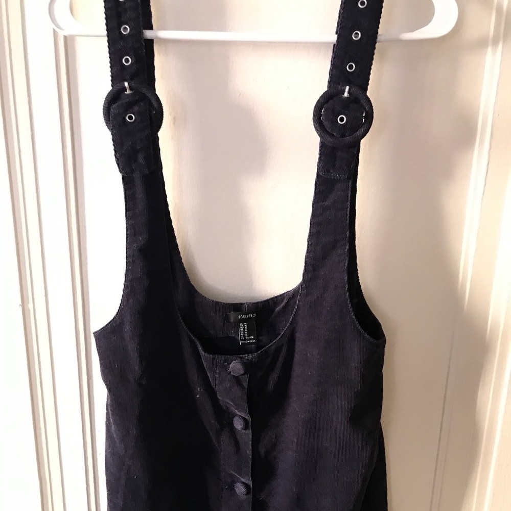 Navy Blue Corduroy Overall Dress